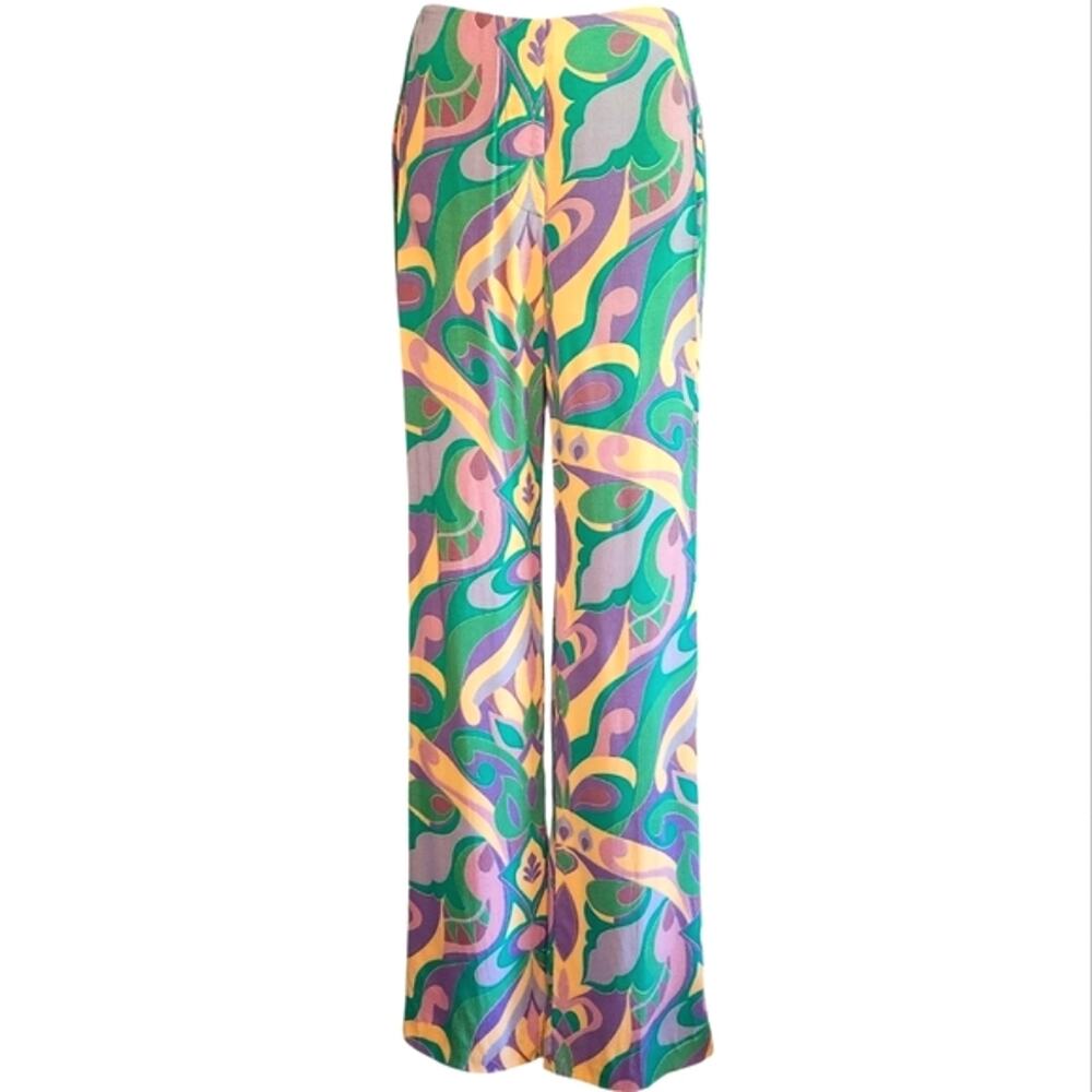 Mango multicolor wide leg pants mod retro size 1 NWT